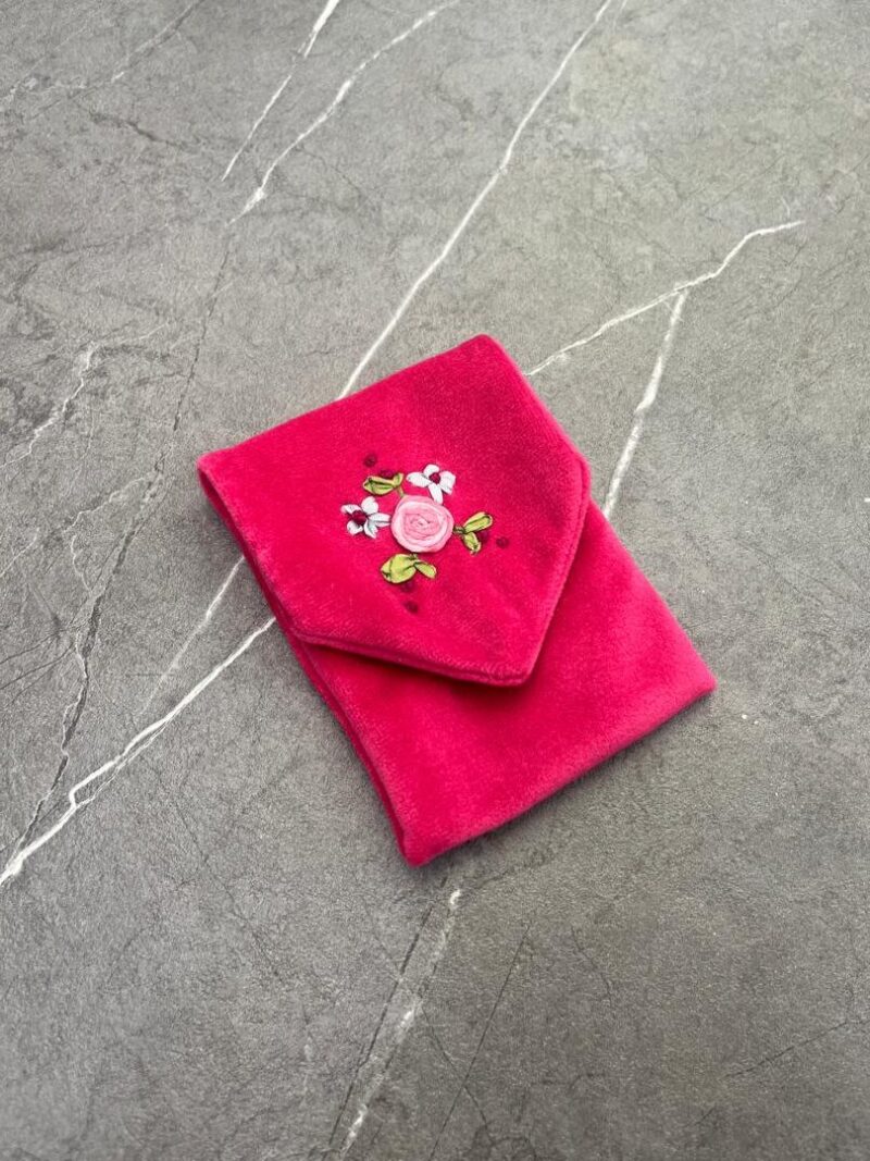 جانماز جیبی روبان دوزی تک گل کد 845 - تصویر 1