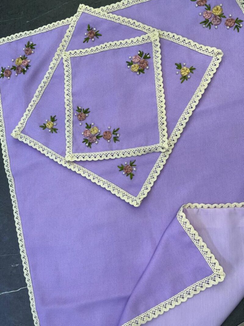 سجاده جانماز کتان روبان دوزی کد 972 - تصویر 1