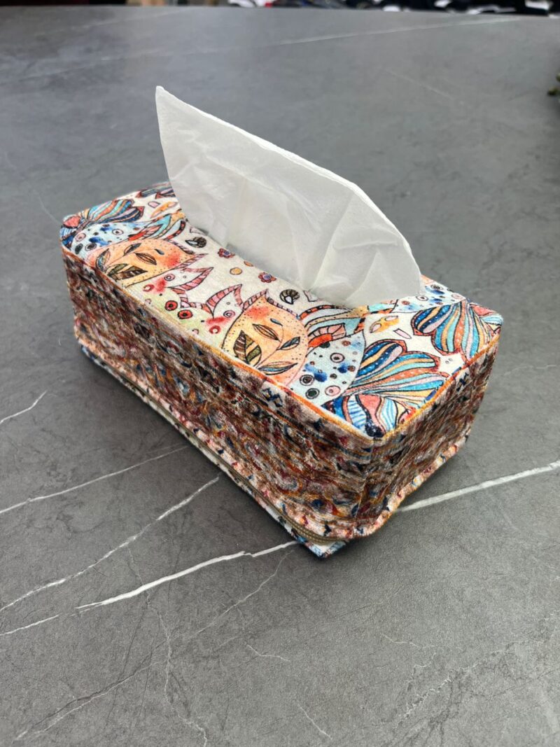 جا دستمالی مخمل طرح دار کد 1106 - تصویر 1