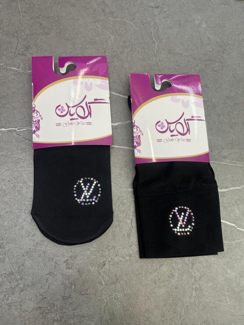 1195 ست ساق دست و جوراب مشکی نگین دار کد 1195 - تصویر 1