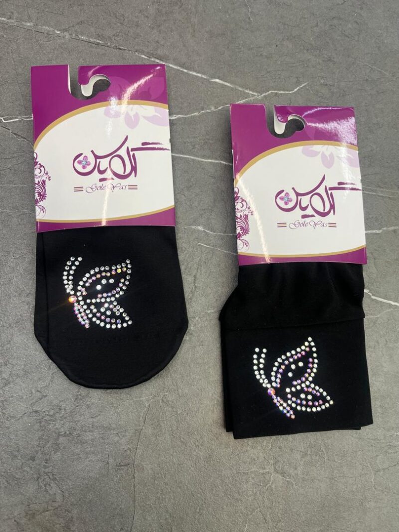 ست ساق دست و جوراب مشکی نگین دار کد 1198 - تصویر 1