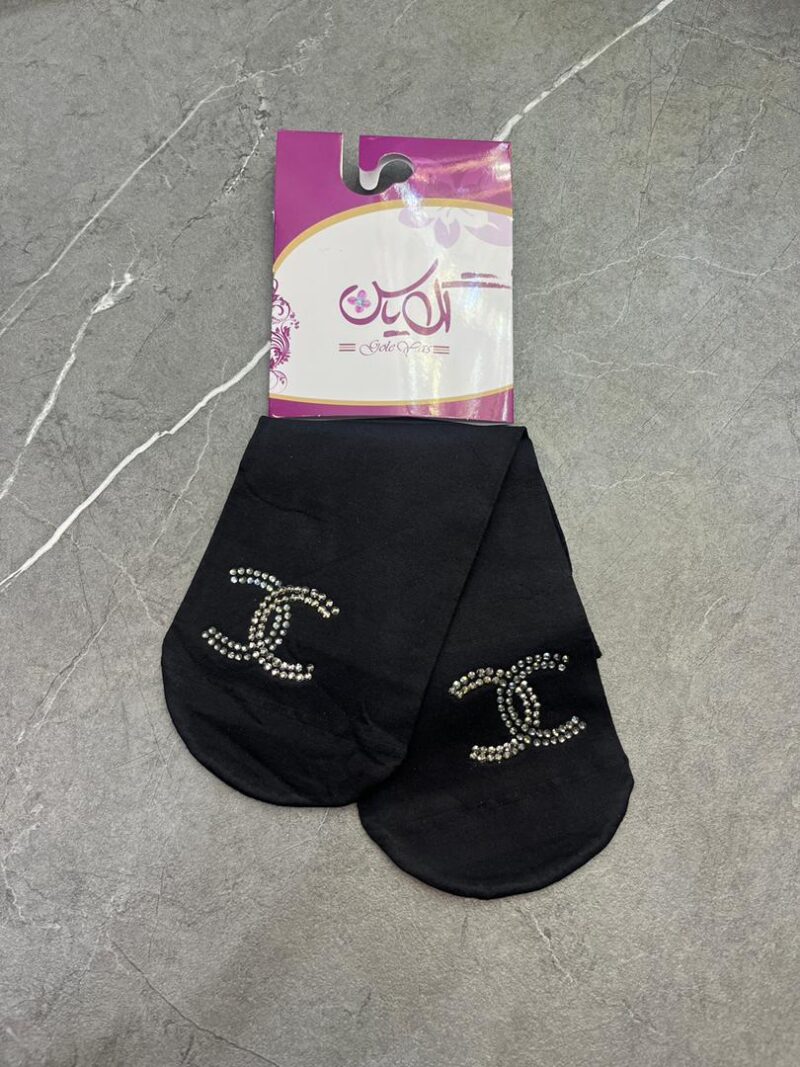 1202 جوراب مشکی نگین دار کد 1202 - تصویر 1