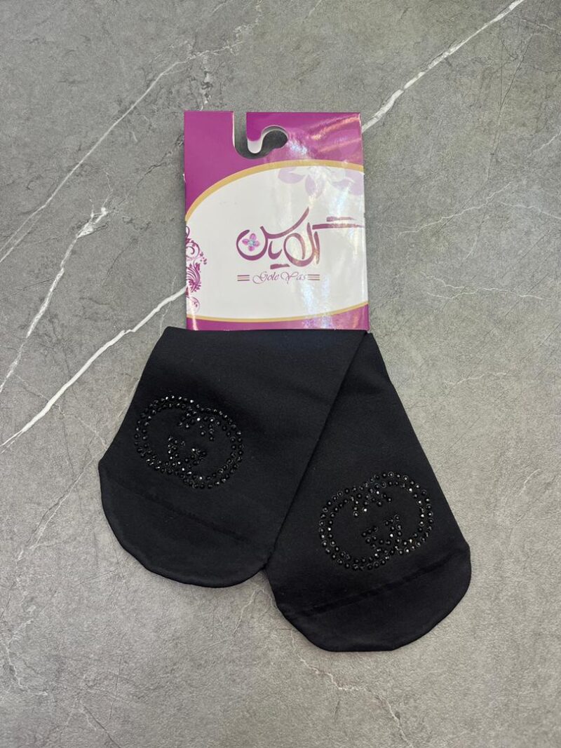 1204 جوراب مشکی نگین دار کد 1204 - تصویر 1