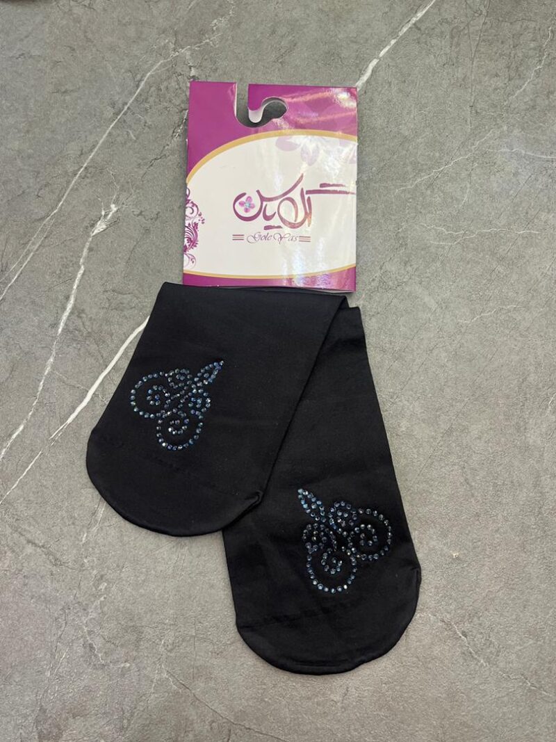 1205 جوراب مشکی نگین دار کد 1205 - تصویر 1