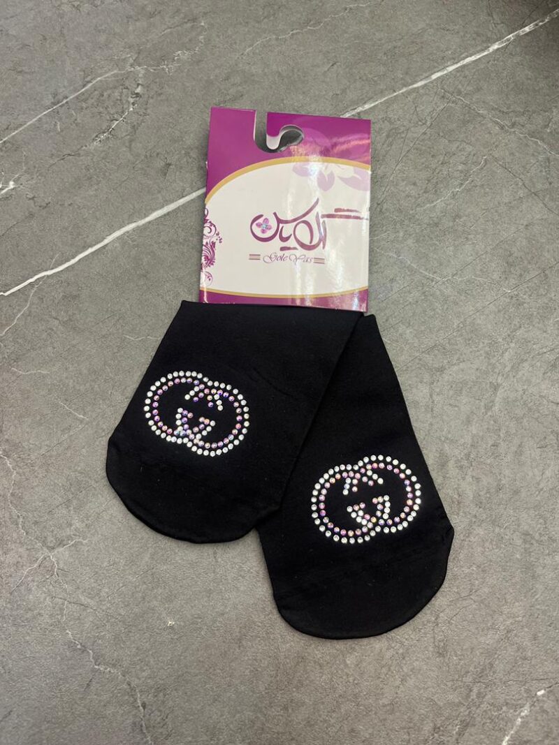 1206 جوراب مشکی نگین دار کد 1206 - تصویر 1