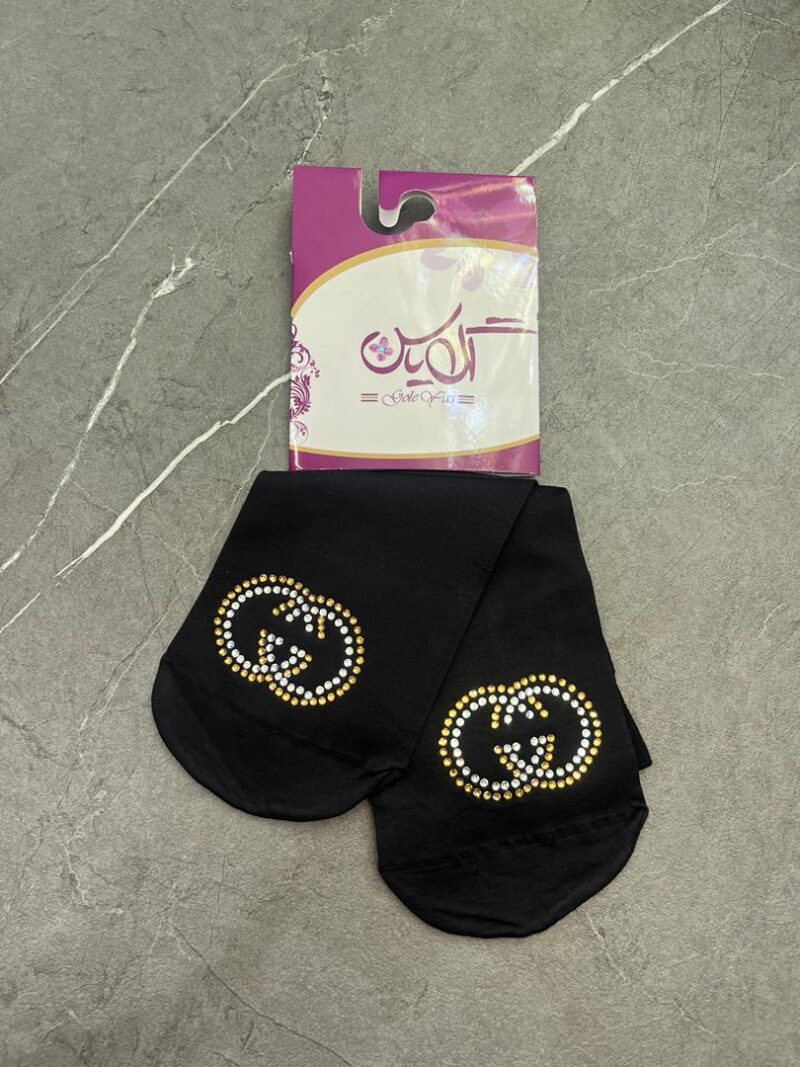 1207 جوراب مشکی نگین دار کد 1207 - تصویر 1