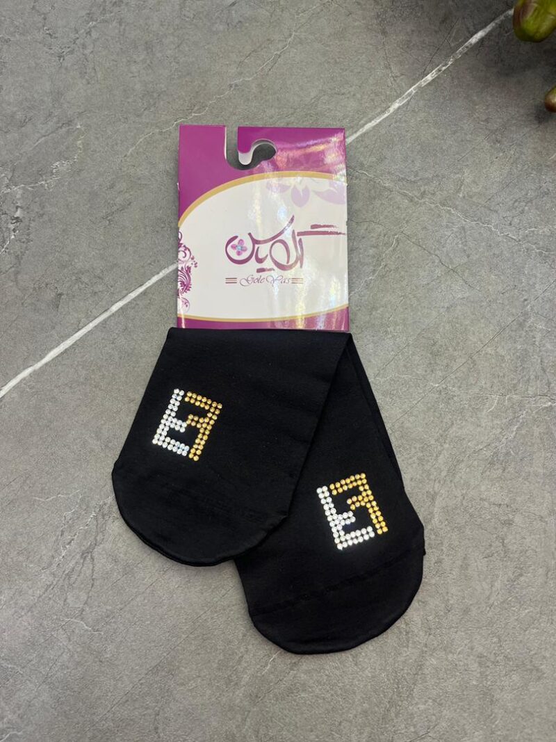 1209 جوراب مشکی نگین دار کد 1209 - تصویر 1