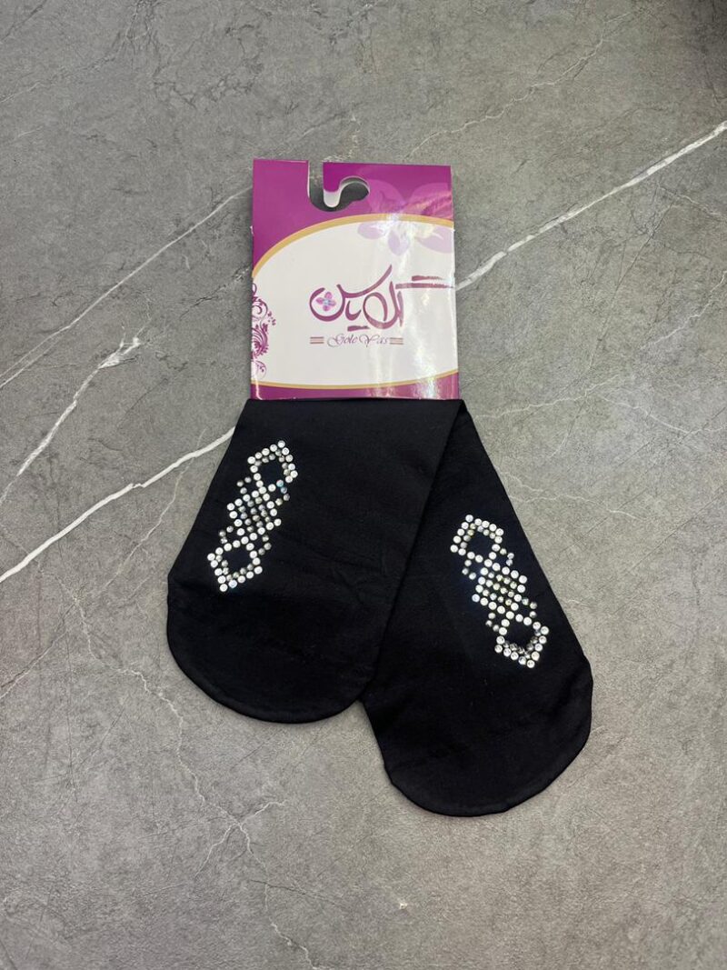 جوراب مشکی نگین دار کد 1211 - تصویر 1