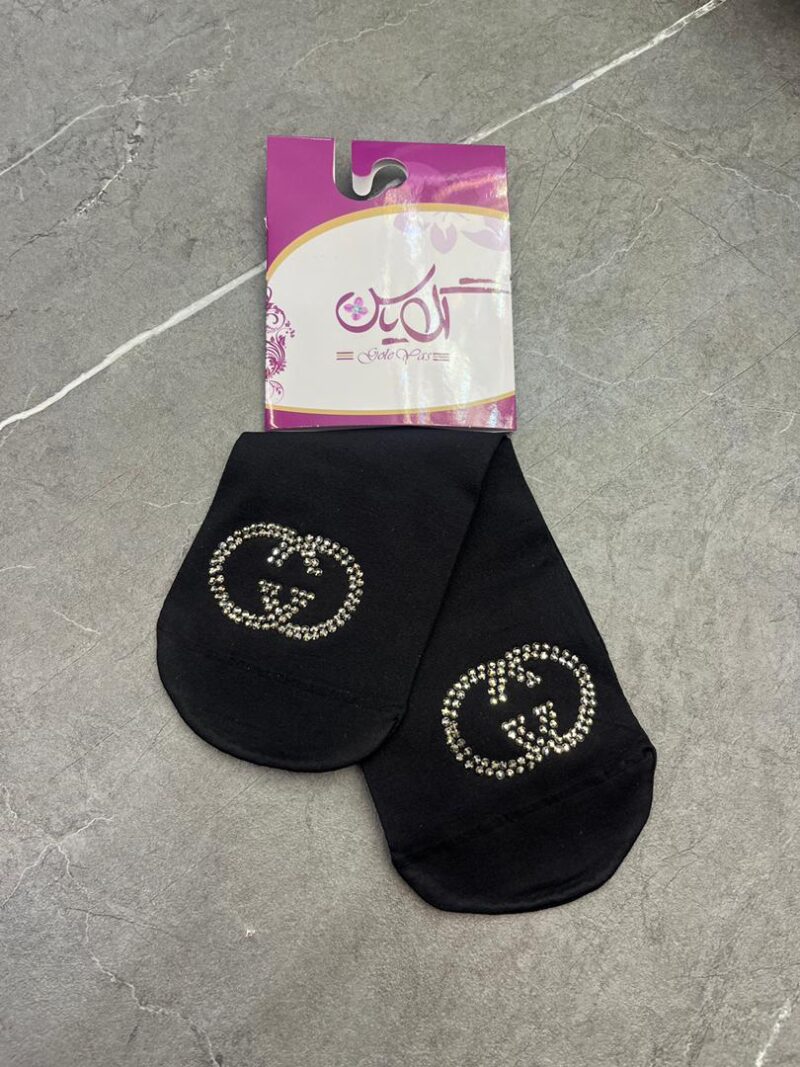 1213 جوراب مشکی نگین دار کد 1213 - تصویر 1