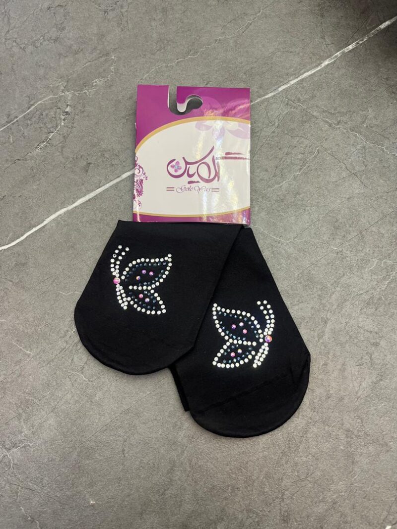 1214 جوراب مشکی نگین دار کد 1214 - تصویر 1