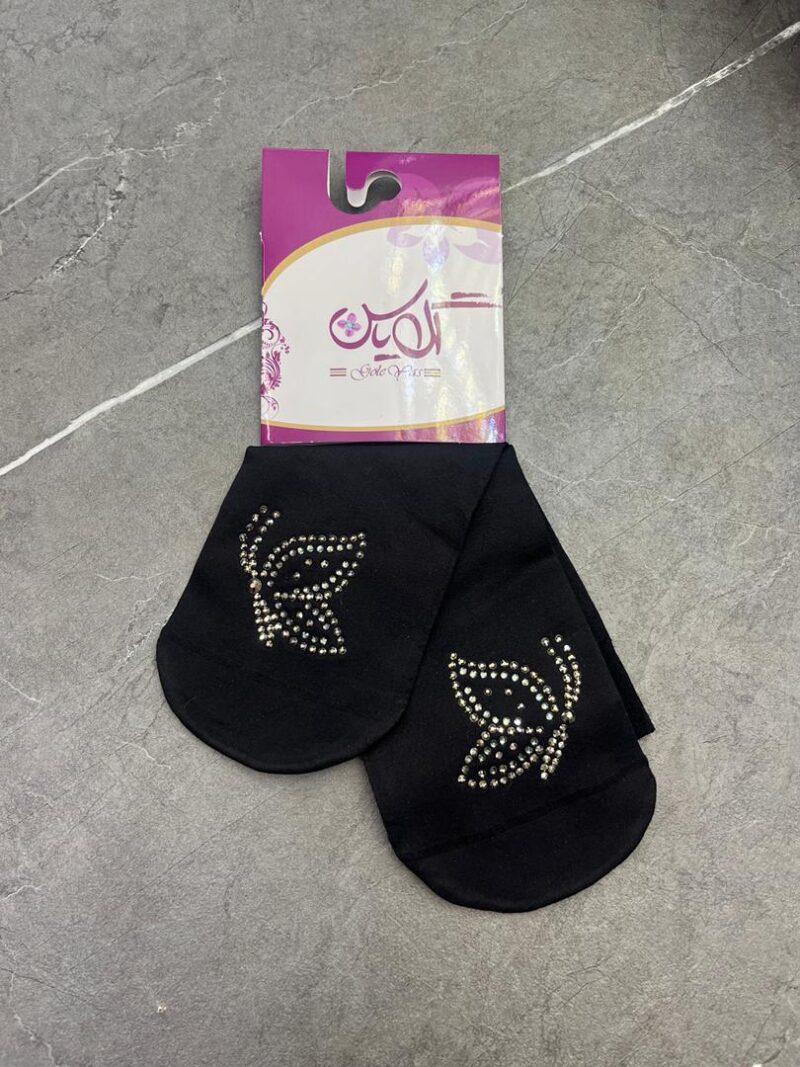 1215 جوراب مشکی نگین دار کد 1215 - تصویر 1