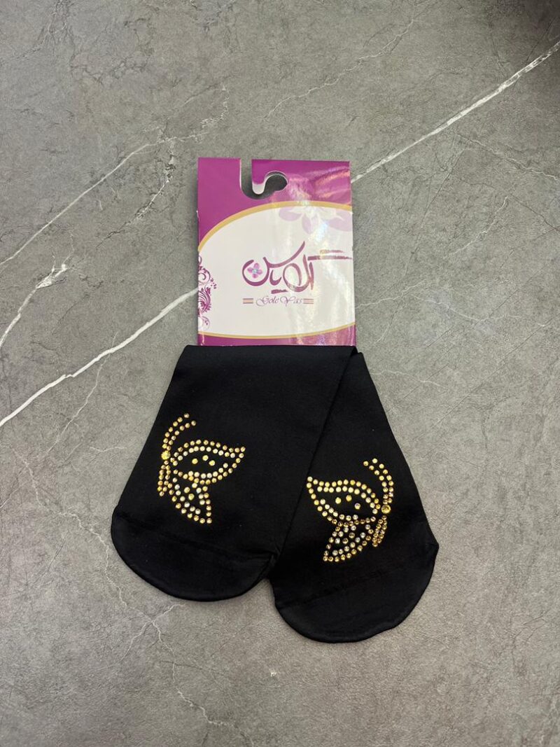 1216 جوراب مشکی نگین دار کد 1216 - تصویر 1