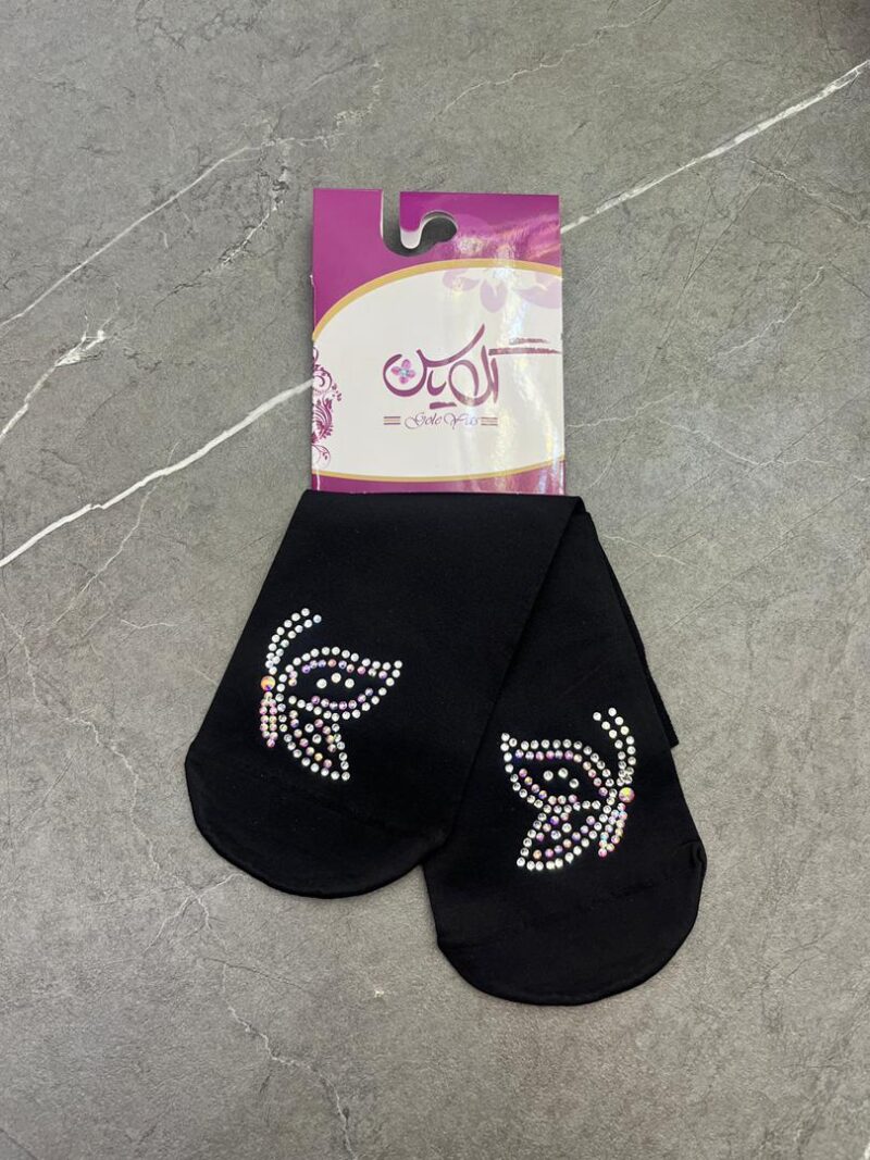 1217 جوراب مشکی نگین دار کد 1217 - تصویر 1