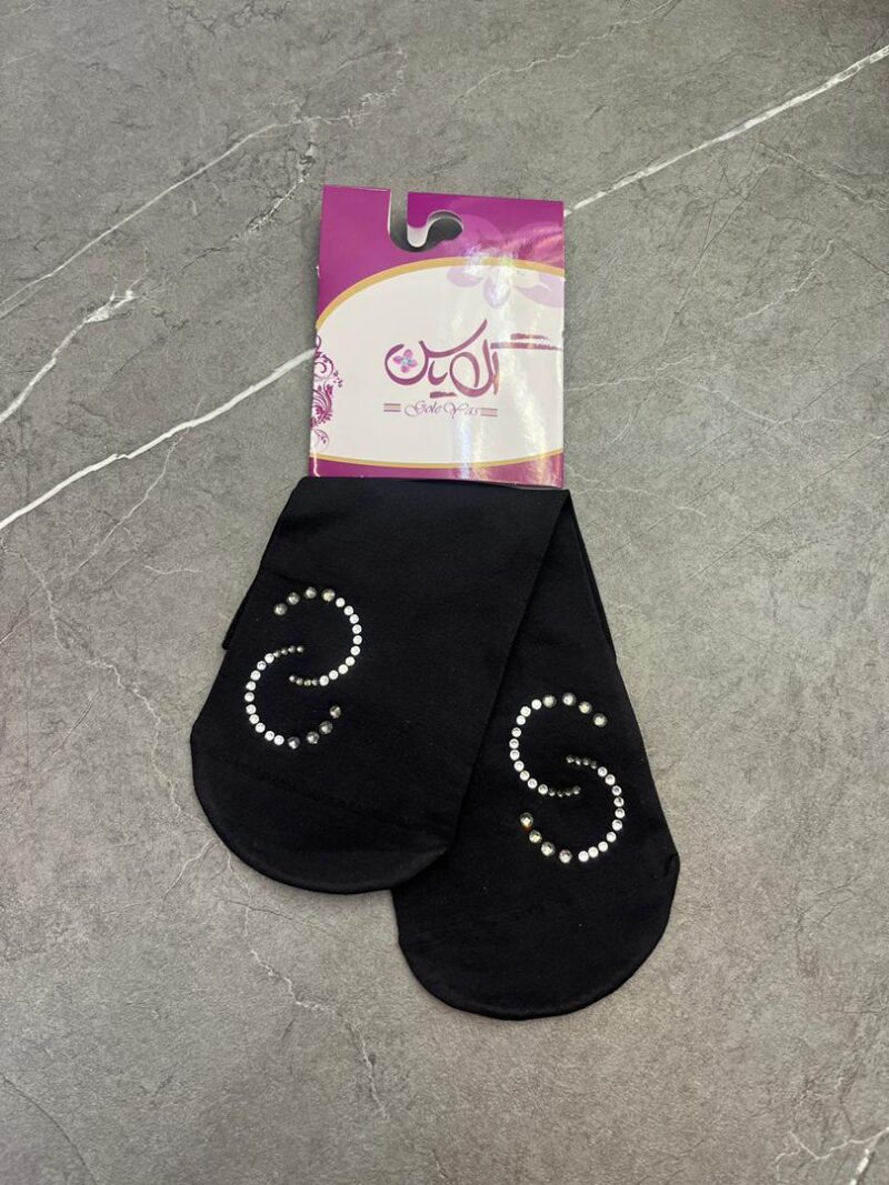 1218 جوراب مشکی نگین دار کد 1218 - تصویر 1