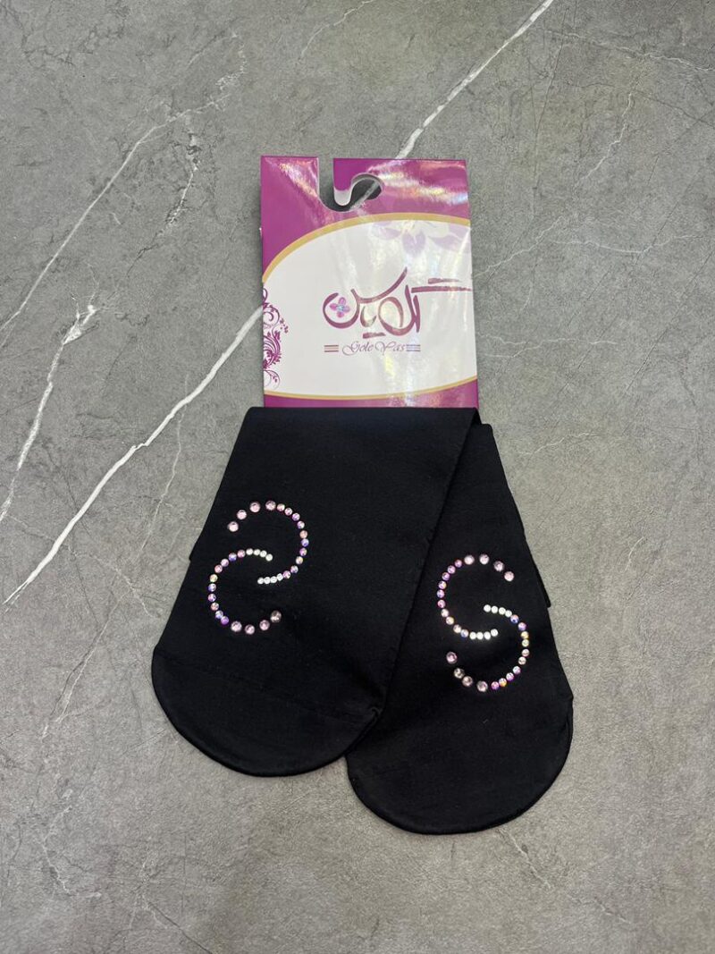 جوراب مشکی نگین دار کد 1220 - تصویر 1