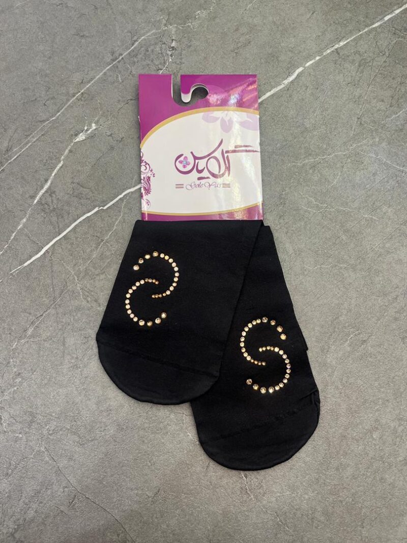 جوراب مشکی نگین دار کد 1221 - تصویر 1