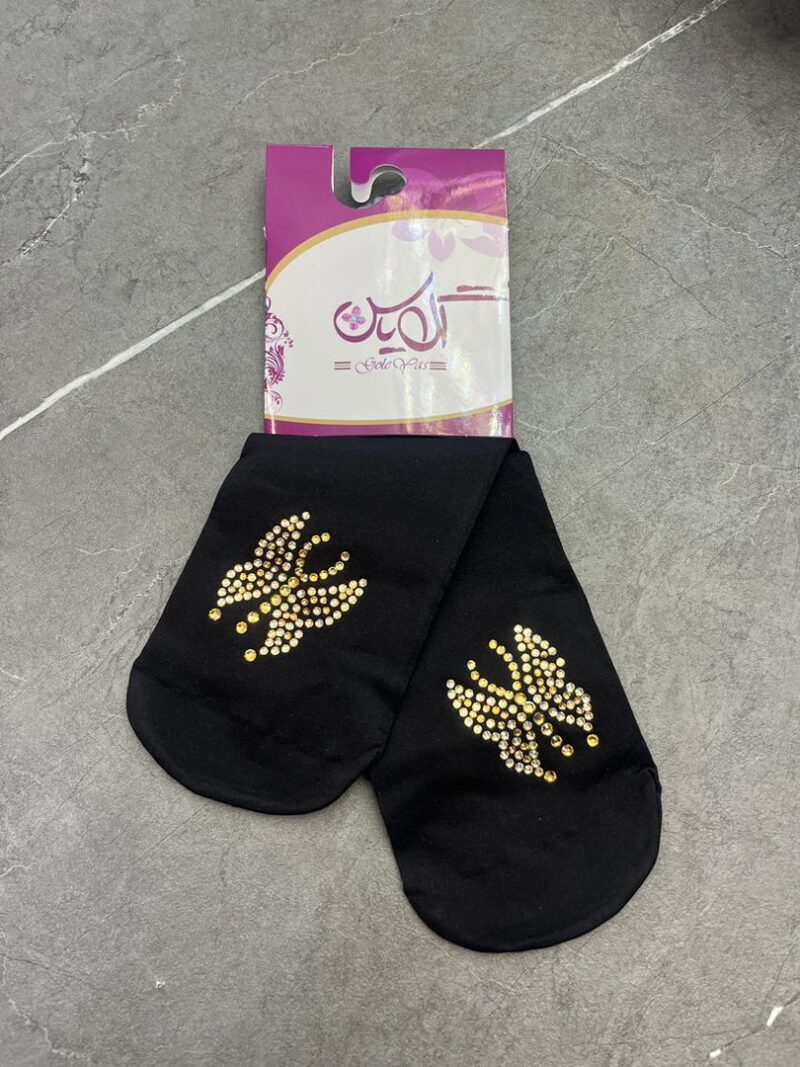 جوراب مشکی نگین دار کد 1222 - تصویر 1