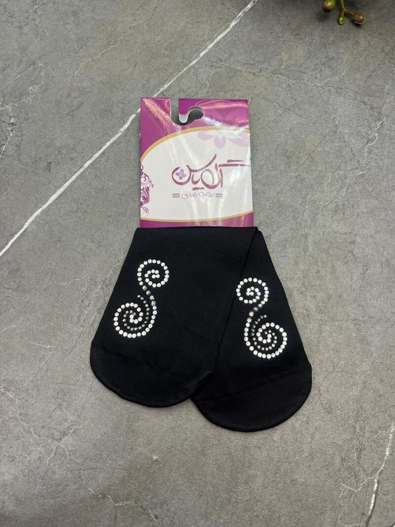 1223 جوراب مشکی نگین دار کد 1223 - تصویر 1