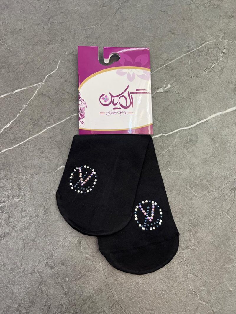 1227 جوراب مشکی نگین دار کد 1227 - تصویر 1