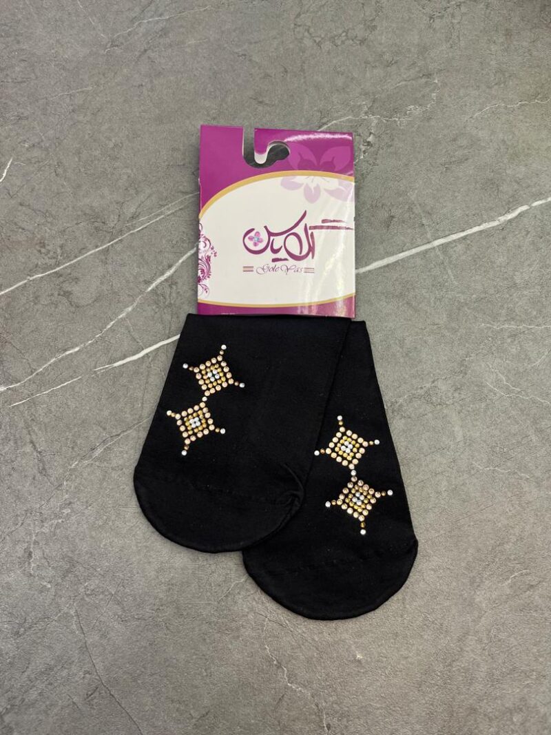 1235 جوراب مشکی نگین دار کد 1235 - تصویر 1