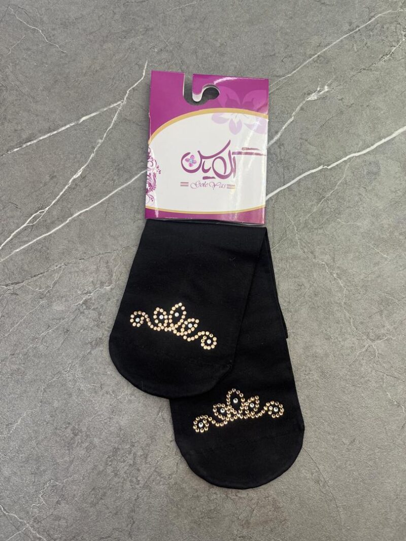 1237 جوراب مشکی نگین دار کد 1237 - تصویر 1