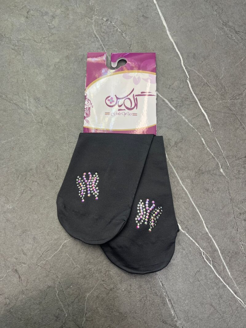 جوراب طوسی نگین دار کد 1238 - تصویر 1