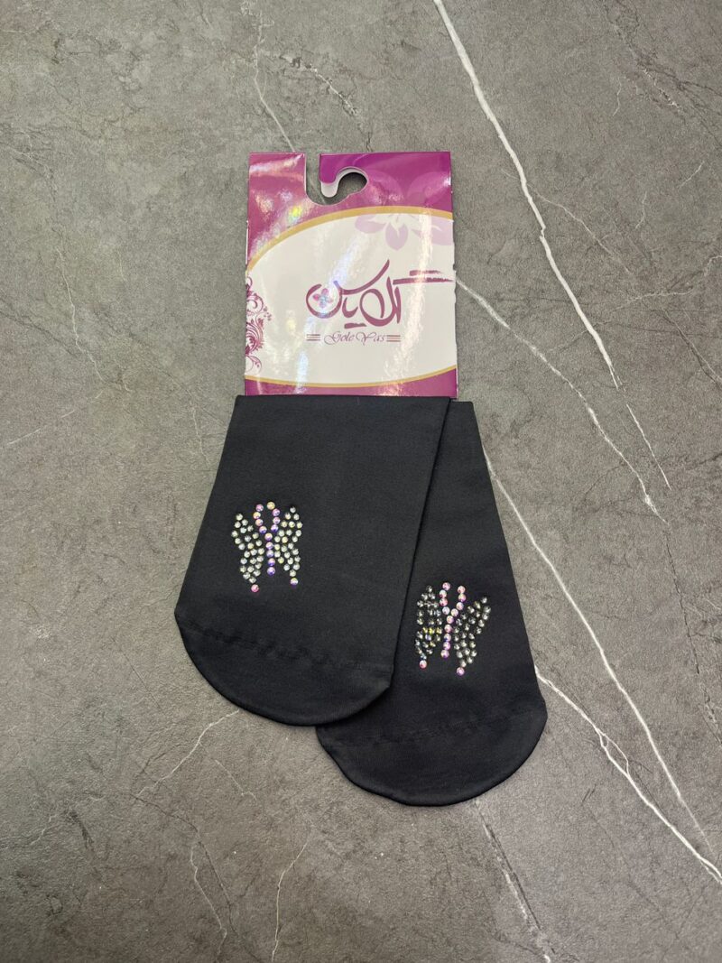 جوراب طوسی نگین دار کد 1239 - تصویر 1