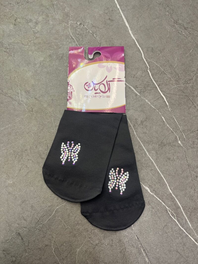 جوراب طوسی نگین دار کد 1240 - تصویر 1