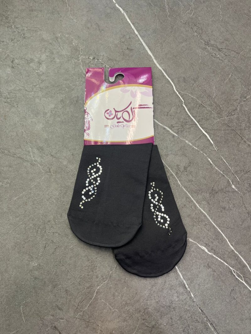 جوراب طوسی نگین دار کد 1241 - تصویر 1