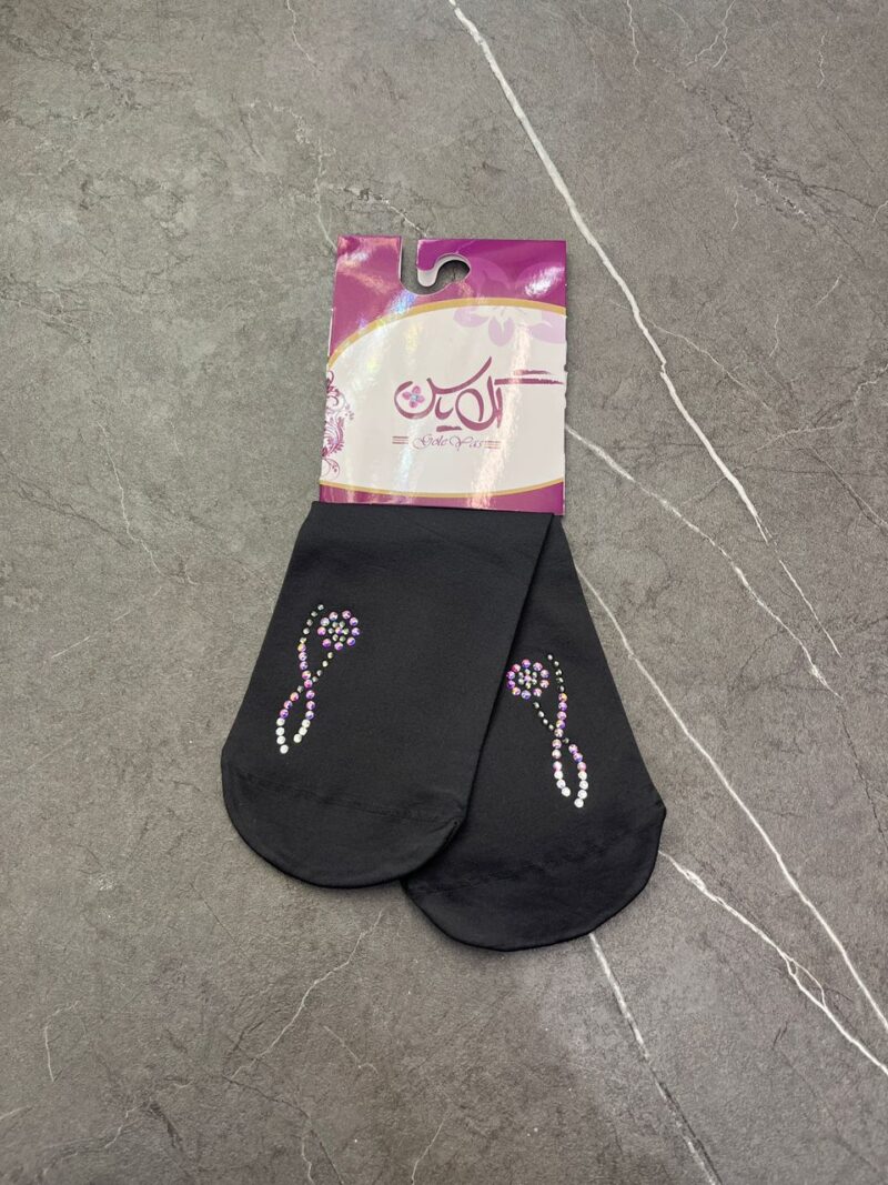 جوراب طوسی نگین دار کد 1242 - تصویر 1