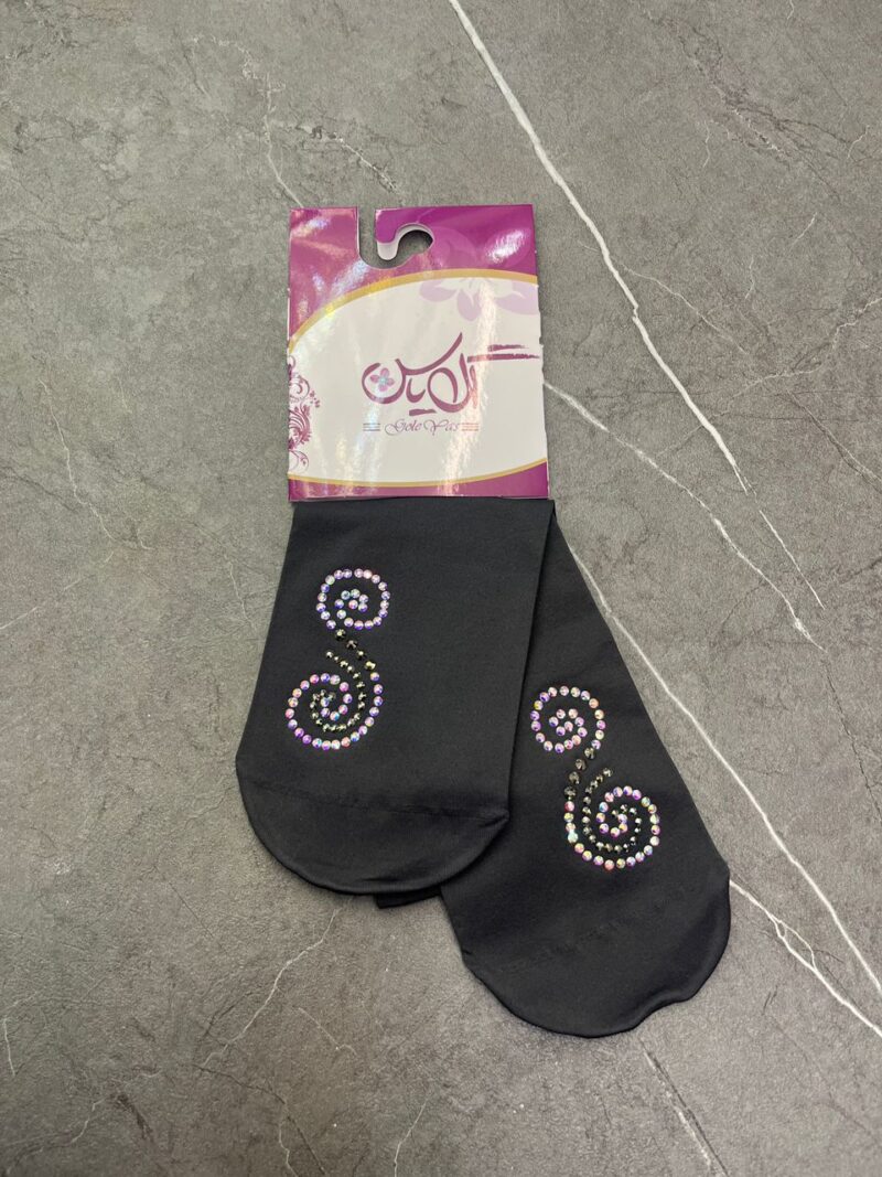 جوراب طوسی نگین دار کد 1244 - تصویر 1