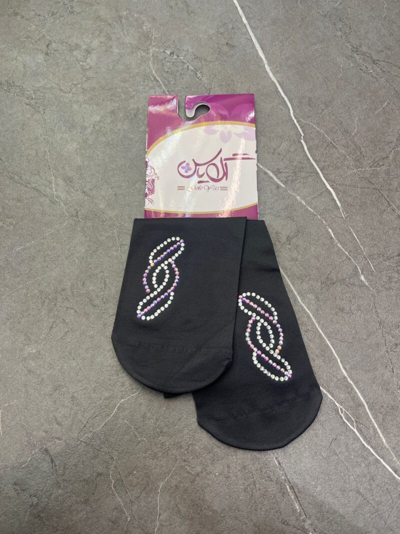 جوراب طوسی نگین دار کد 1245 - تصویر 1