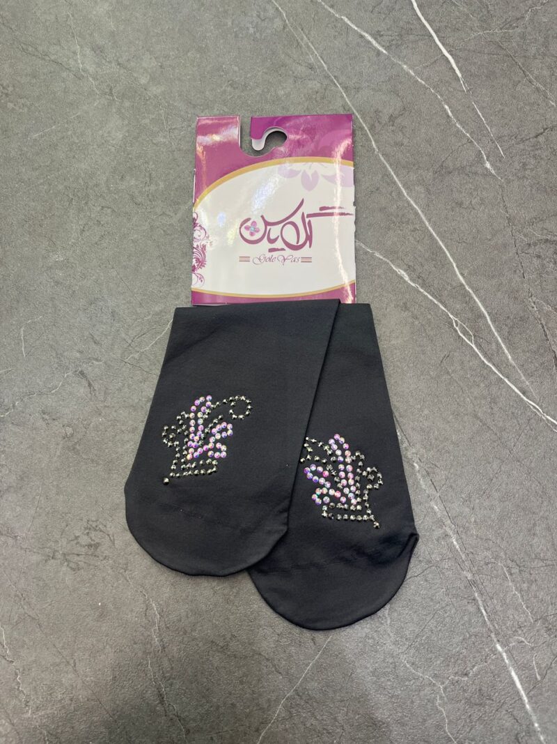 جوراب طوسی نگین دار کد 1246 - تصویر 1