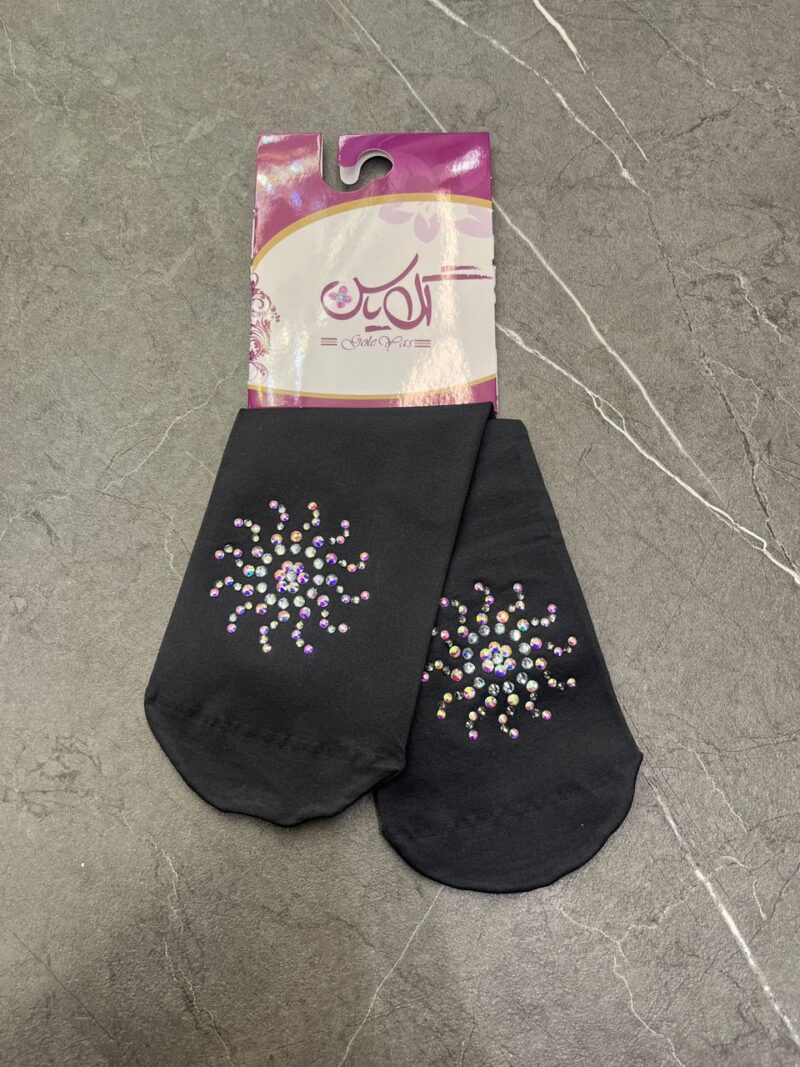 جوراب طوسی نگین دار کد 1247 - تصویر 1