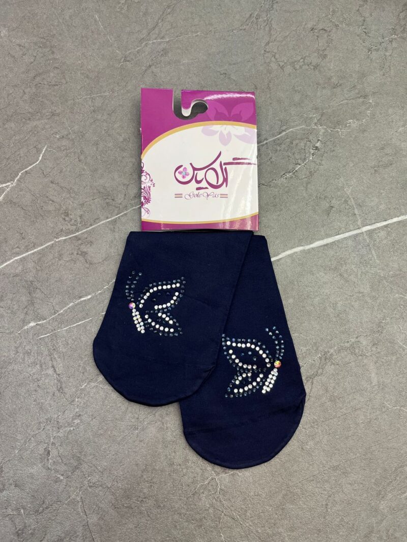 جوراب سرمه ای نگین دار کد 1253 - تصویر 1