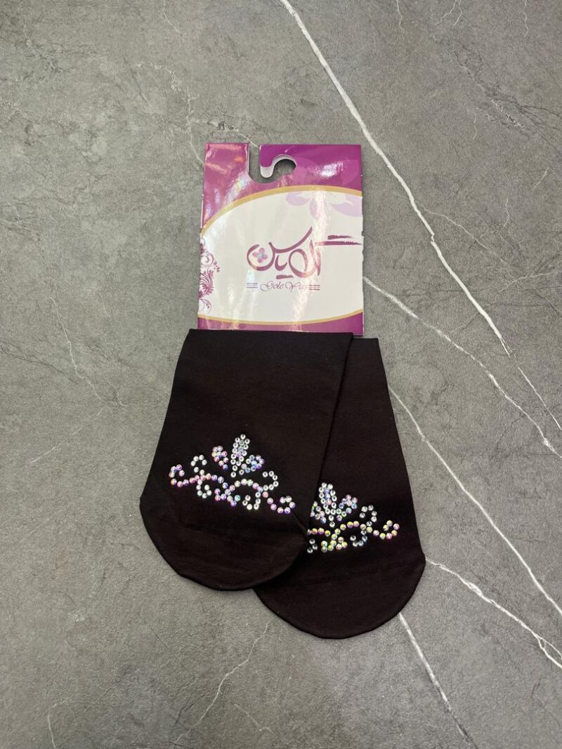 جوراب قهوه ای نگین دار کد 1254 - تصویر 1