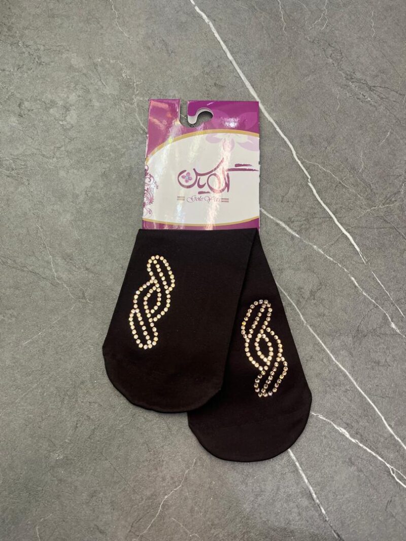 جوراب قهوه ای نگین دار کد 1259 - تصویر 1