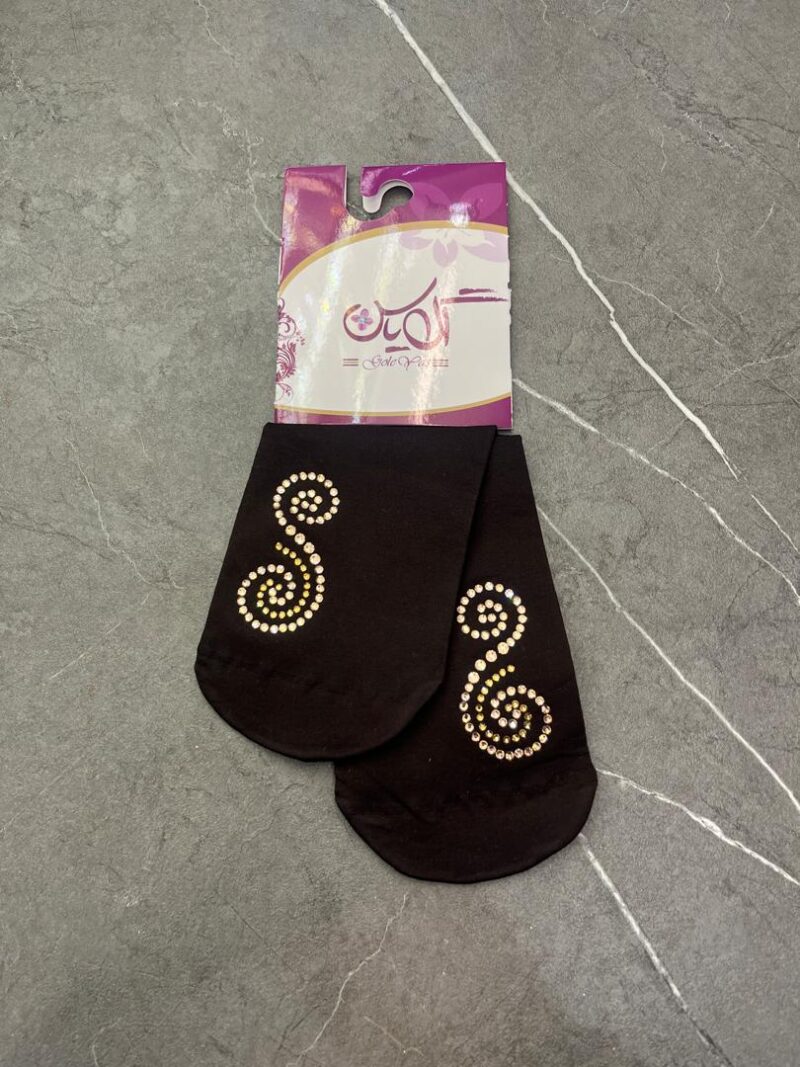 جوراب قهوه ای نگین دار کد 1260 - تصویر 1