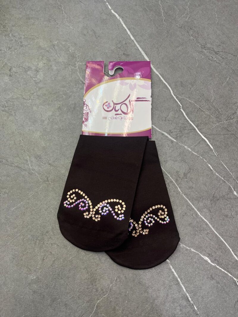 جوراب قهوه ای نگین دار کد 1261 - تصویر 1