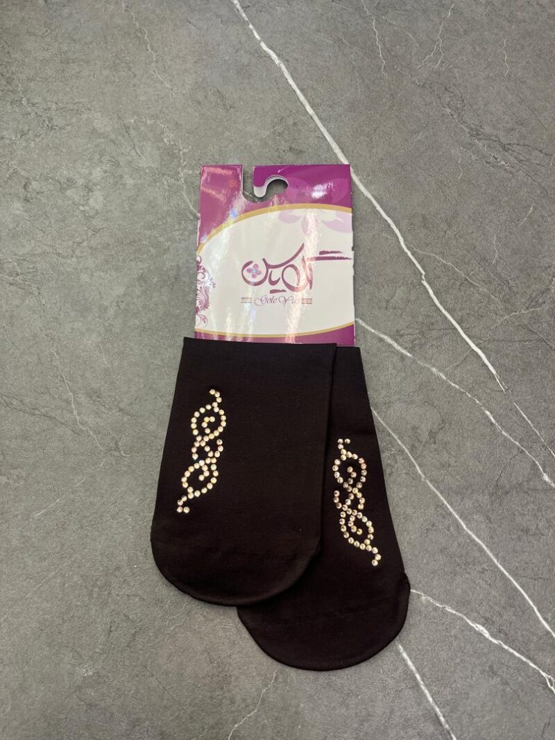 جوراب قهوه ای نگین دار کد 1262 - تصویر 1