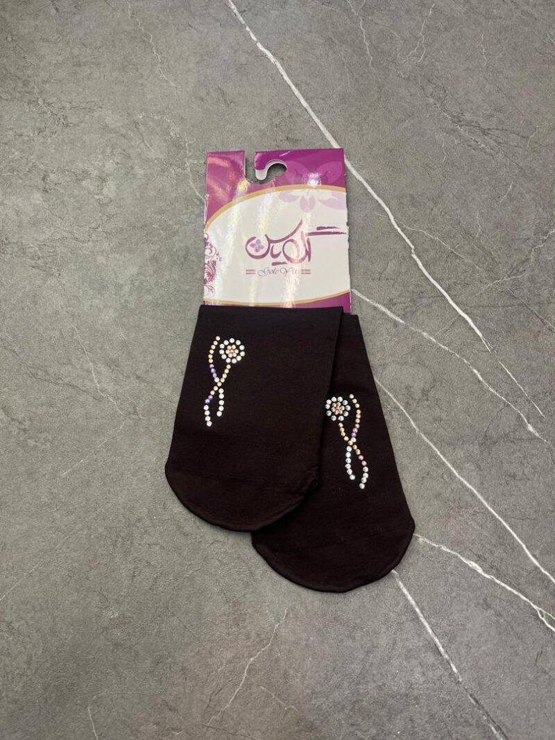 جوراب قهوه ای نگین دار کد 1263 - تصویر 1