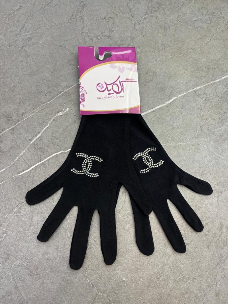 دستکش مشکی نگین دار کد 1269 - تصویر 1