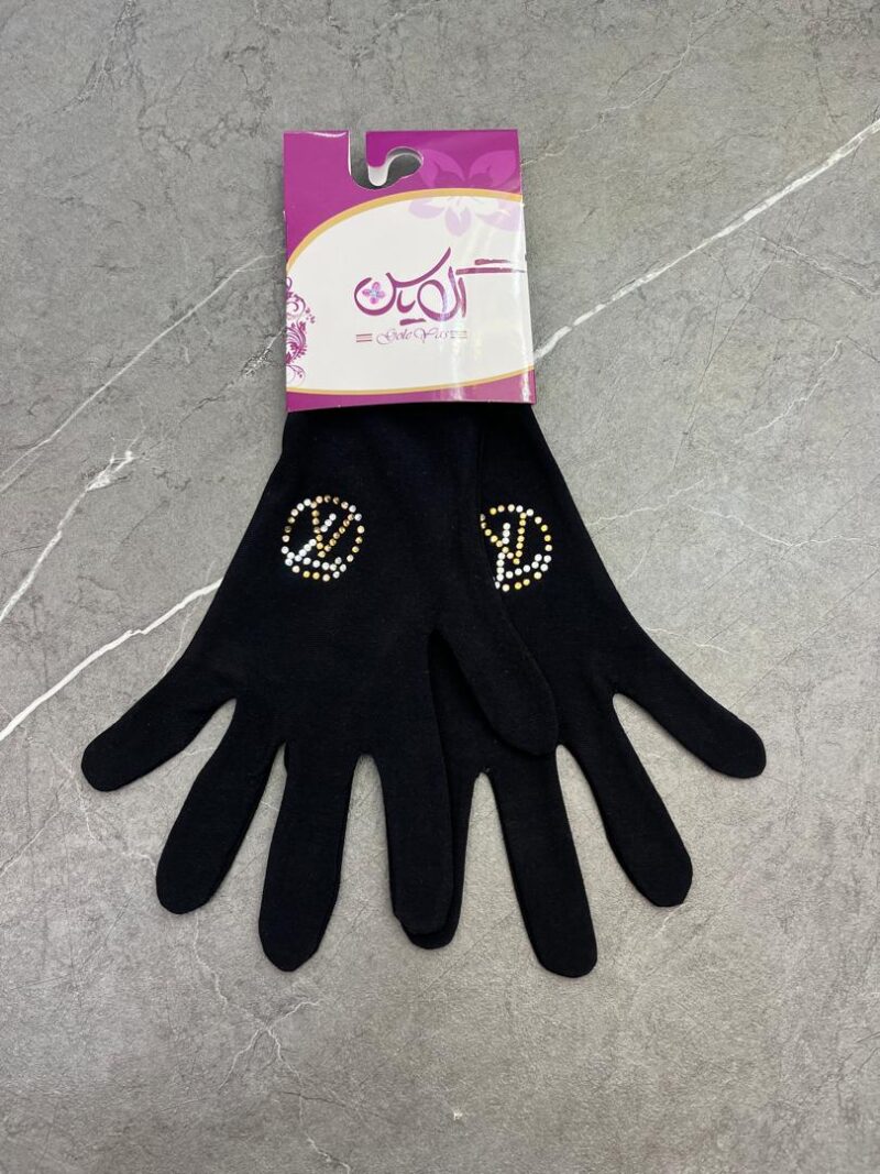 دستکش مشکی نگین دار کد 1272 - تصویر 1