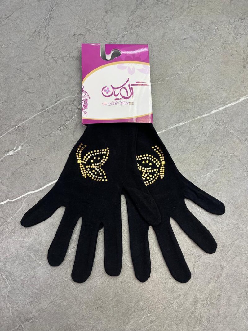 دستکش مشکی نگین دار کد 1273 - تصویر 1