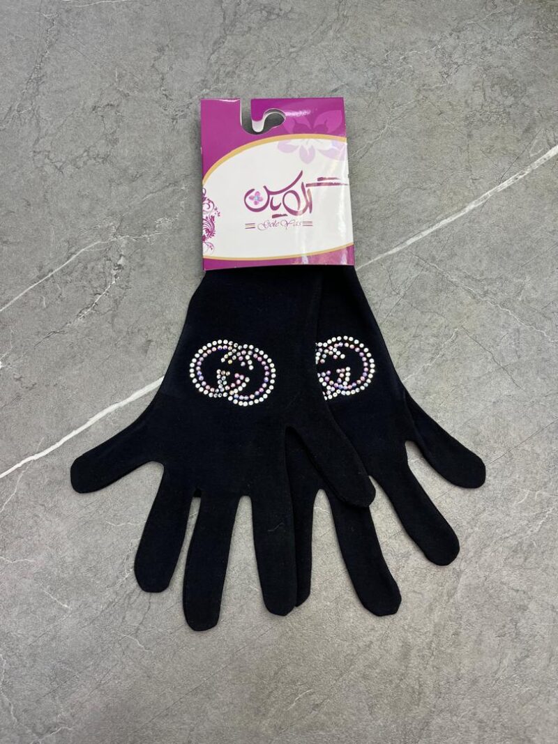 دستکش مشکی نگین دار کد 1275 - تصویر 1