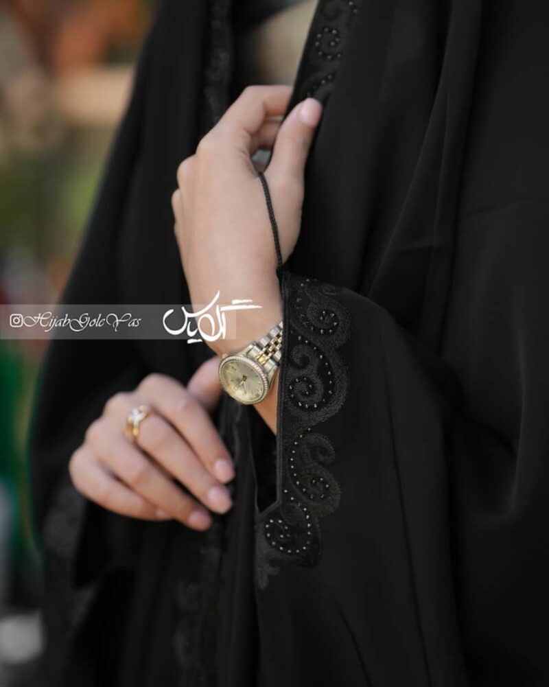 چادر مشکی عربی اسلیمی حاشیه کد ۱۳22 - تصویر 3