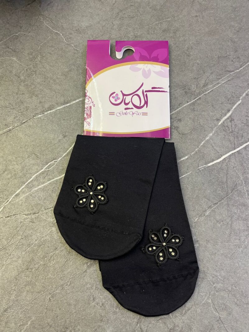 1448 جوراب مشکی توربافی کد 1448 - تصویر 1