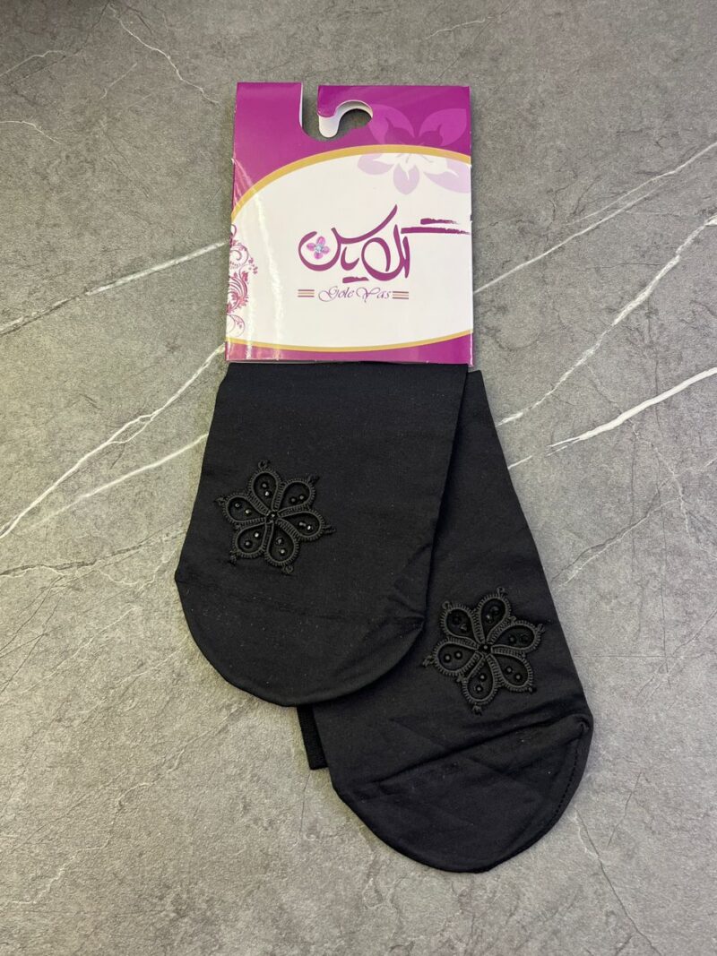 1449 جوراب مشکی توربافی کد 1449 - تصویر 1