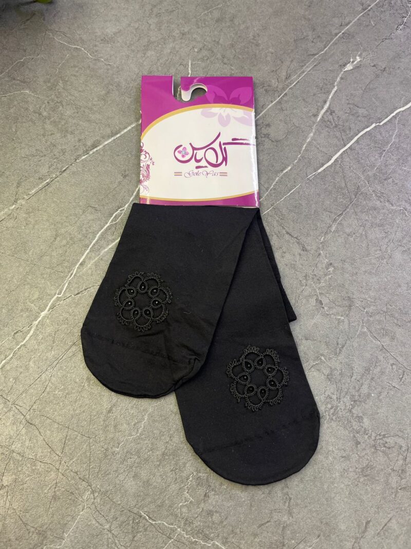 1452 جوراب مشکی توربافی کد 1452 - تصویر 1