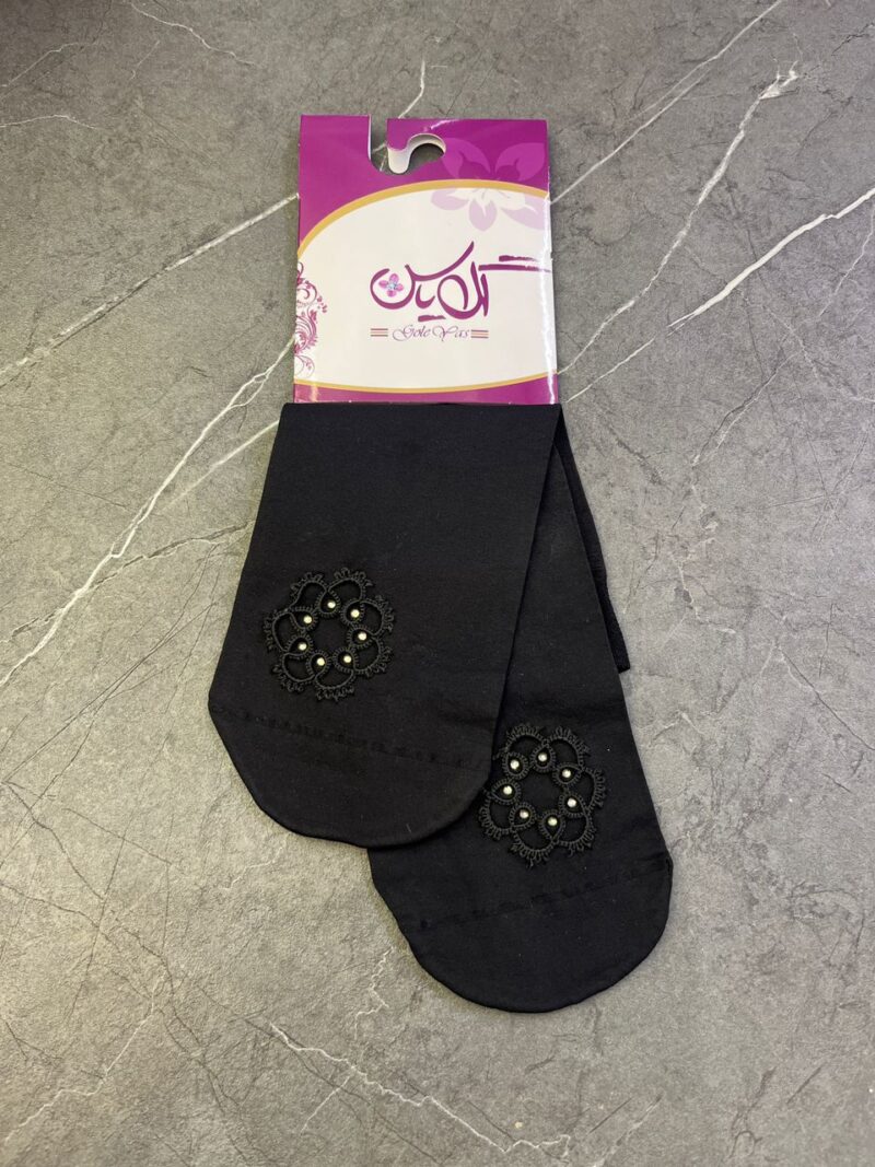 1453 جوراب مشکی توربافی کد 1453 - تصویر 1